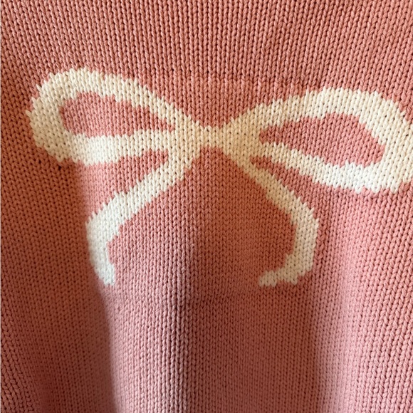 Sincerely Jules Pink Sweater with White Bow - Picture 2 of 3